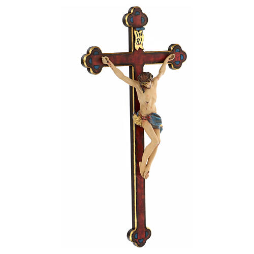 Crucifixo em trevo Corpus madeira Val Gardena Antigo Gold 3