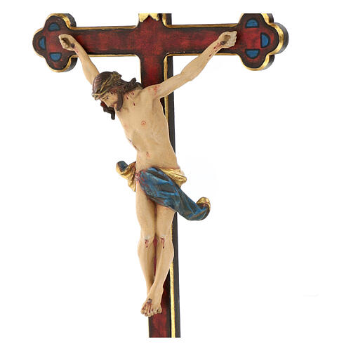 Crucifixo em trevo Corpus madeira Val Gardena Antigo Gold 4