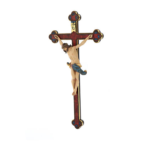 Crucifixo em trevo Corpus madeira Val Gardena Antigo Gold 5