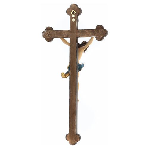 Crucifixo em trevo Corpus madeira Val Gardena Antigo Gold 6