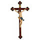Crucifixo em trevo Corpus madeira Val Gardena Antigo Gold s1