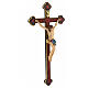 Crucifixo em trevo Corpus madeira Val Gardena Antigo Gold s3