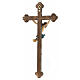 Crucifixo em trevo Corpus madeira Val Gardena Antigo Gold s6