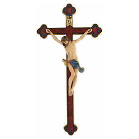 Corpus trefoil cross in antique gold Valgardena wood