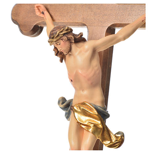 Corpus trefoil cross in painted Valgardena wood 2