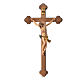 Corpus trefoil cross in painted Valgardena wood s1
