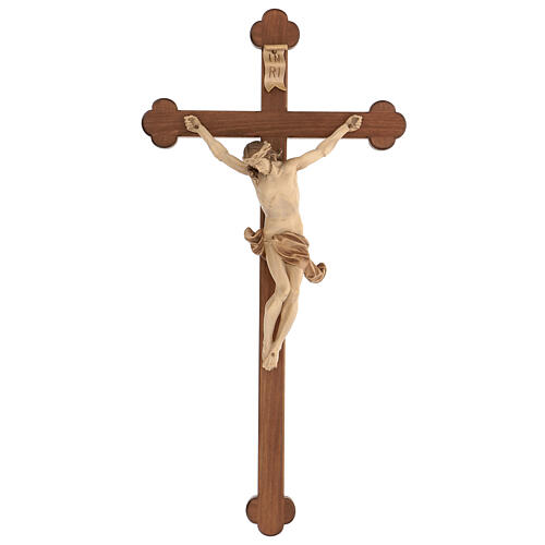 Crucifix trilobé Valgardena mod. Corpus patiné multinuance 1