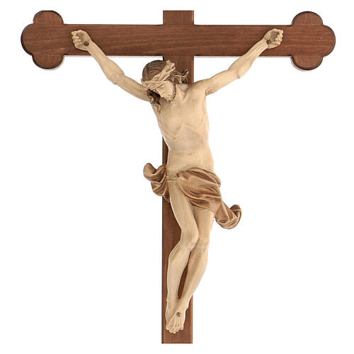 Crucifix trilobé Valgardena mod. Corpus patiné multinuance 2