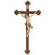 Crucifix trilobé Valgardena mod. Corpus patiné multinuance s1