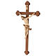 Crucifix trilobé Valgardena mod. Corpus patiné multinuance s3