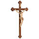 Crucifix trilobé Valgardena mod. Corpus patiné multinuance s5