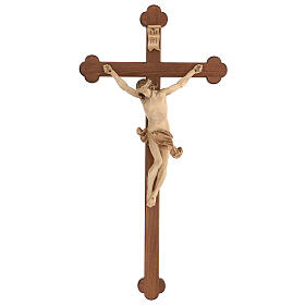 Crucifixo trevo Corpus Val Gardena madeira pátina múltipla