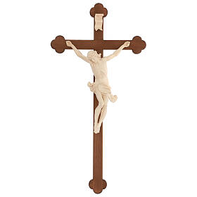 Corpus trefoil cross in natural wax Valgardena wood