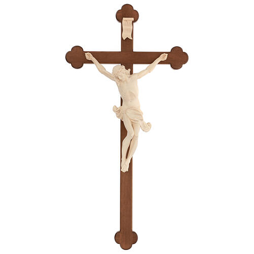 Crucifix trilobé Valgardena mod. Corpus naturel ciré 1