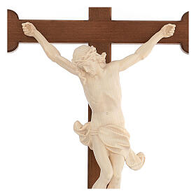Crucifixo trevo Corpus Val Gardena madeira natural encerada
