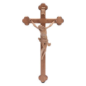 Crucifixo trevo Corpus Val Gardena madeira patinado