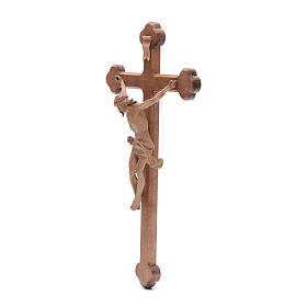 Crucifixo trevo Corpus Val Gardena madeira patinado