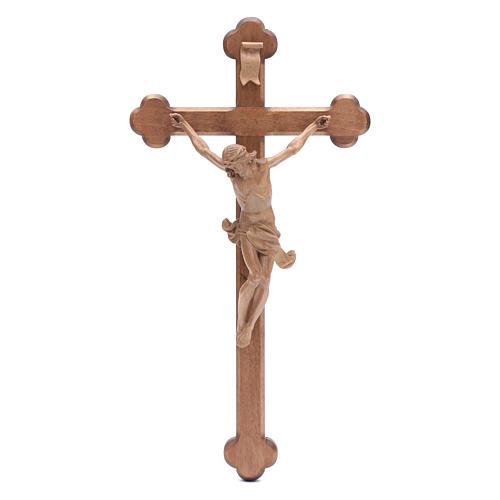 Crucifixo trevo Corpus Val Gardena madeira patinado 1