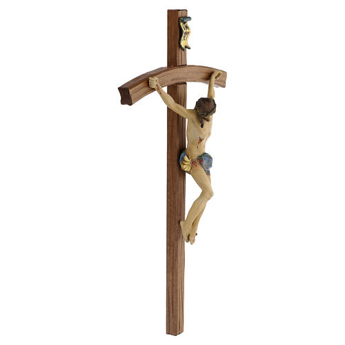 Crucifixo cruz curva esculpida Corpus Val Gardena Antigo Gold 4