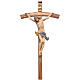 Crucifixo cruz curva esculpida Corpus Val Gardena Antigo Gold s1