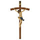 Crucifixo cruz curva esculpida Corpus Val Gardena Antigo Gold s1