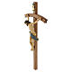 Crucifixo cruz curva esculpida Corpus Val Gardena Antigo Gold s3