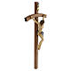 Crucifixo cruz curva esculpida Corpus Val Gardena Antigo Gold s4