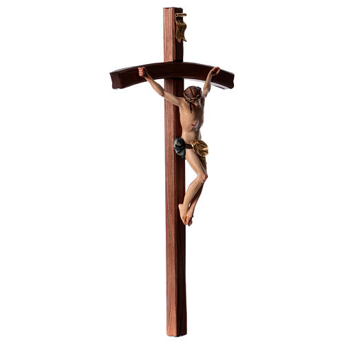 Crucifijo cruz curvada tallada Corpus, madera Valgardena 4