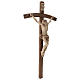 Crucifix bois patiné multinuances modèle Corpus, croix courbée s5