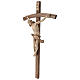 Crucifixo cruz curva esculpida Corpus Val Gardena pátina múltipla s3