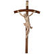 Crucifijo cruz curvada tallada Corpus madera Valgardena encerada s1