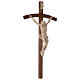 Crucifijo cruz curvada tallada Corpus madera Valgardena encerada s4