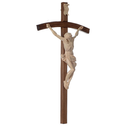 Crucifix bois ciré modèle Corpus, croix courbée 4