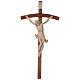 Crucifix bois ciré modèle Corpus, croix courbée s1