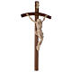 Crucifix bois ciré modèle Corpus, croix courbée s4