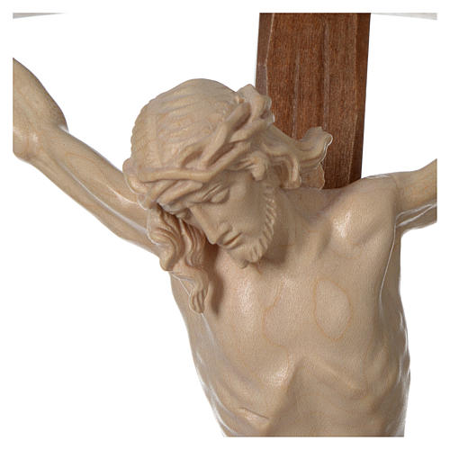 Crucifixo cruz curva esculpida Corpus Val Gardena natural encerado 2