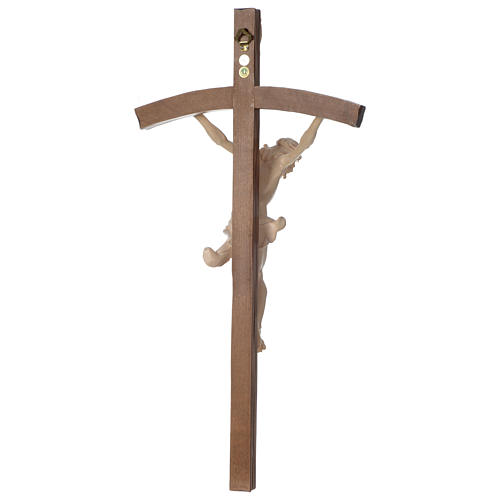 Crucifixo cruz curva esculpida Corpus Val Gardena natural encerado 5