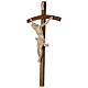 Crucifixo cruz curva esculpida Corpus Val Gardena natural encerado s3