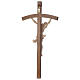 Crucifixo cruz curva esculpida Corpus Val Gardena natural encerado s5