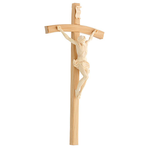 Crucifijo cruz curvada tallada Corpus, madera Valgardena natural 5