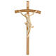 Crucifijo cruz curvada tallada Corpus, madera Valgardena natural s1