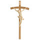 Crucifix bois naturel modèle Corpus, croix courbée s1