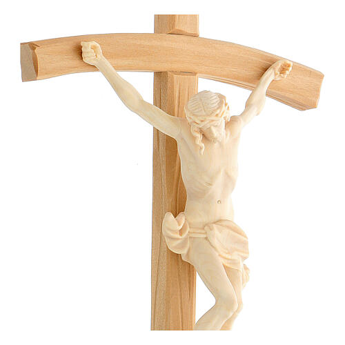 Crucifixo cruz curva esculpida Corpus Val Gardena natural 4