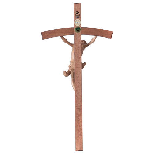 Crucifijo cruz curvada tallada Corpus, madera Valgardena patinad 5