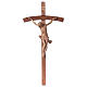 Crucifijo cruz curvada tallada Corpus, madera Valgardena patinad s1