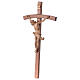 Crucifijo cruz curvada tallada Corpus, madera Valgardena patinad s3