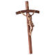 Crucifijo cruz curvada tallada Corpus, madera Valgardena patinad s4