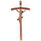 Crucifixo cruz curva esculpida Corpus Val Gardena patinado s5
