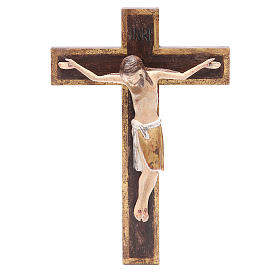 Romanischer Kruzifix 65cm Grödnertal Holz antikisiert