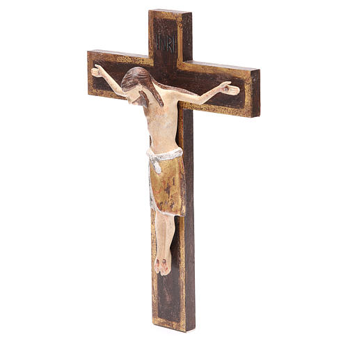 Romanesque crucifix, antique gold Valgardena wood 65cm 2